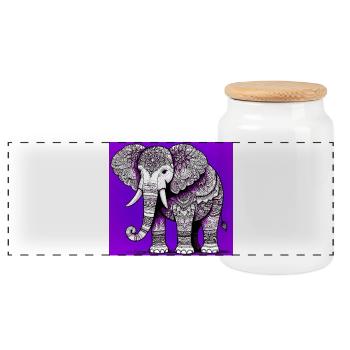 Elefant - Panorama Keksdose mit Holzdeckel - Weiß - Vorne
