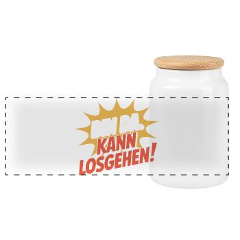Bin Da Kann Losgehen JGA Büro Malle Festival Party - Panorama Keksdose mit Holzdeckel - Weiß - Vorne