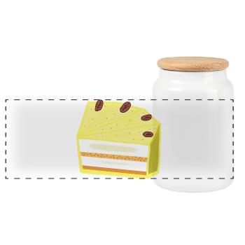 Cake Bakery Confectionery Baking Baker - Panoramic Cookie Jar with Wooden Lid - white - Front