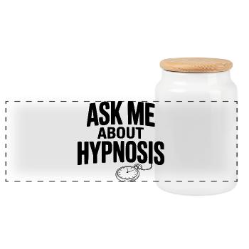 Demandez-moi ce qu’est l’hypnose - Boîte à biscuits avec couvercle en bois - blanc - Devant