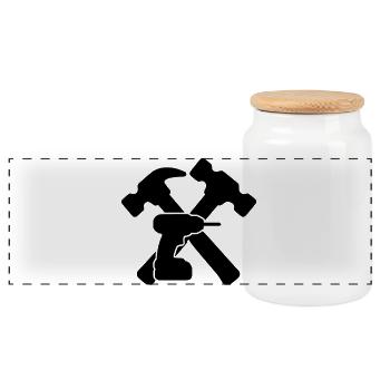 Marteaux à outils, silhouette de perceuse - Boîte à biscuits avec couvercle en bois - blanc - Devant