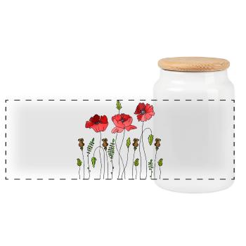 Fleur - Boîte à biscuits avec couvercle en bois - blanc - Devant