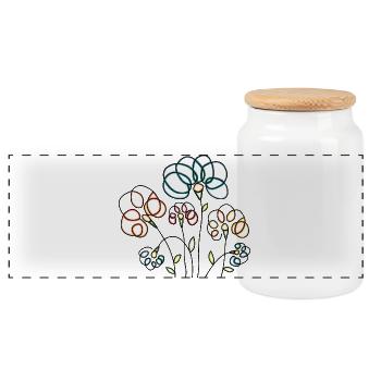 Fleur - Boîte à biscuits avec couvercle en bois - blanc - Devant