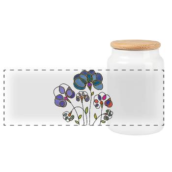 Fleur - Boîte à biscuits avec couvercle en bois - blanc - Devant