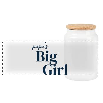 Typographie de la grande fille de Papa - Boîte à biscuits avec couvercle en bois - blanc - Devant