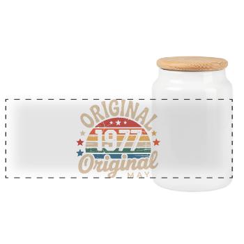 May 1977: The Original May 1977 - Classic Edition - Panoramic Cookie Jar with Wooden Lid - white - Front