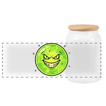 Lune Sombre avec un sourire - Boîte à biscuits avec couvercle en bois - blanc - Devant