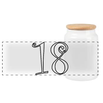 18. 18 ANS. 18e ANNIVERSAIRE. ANNIVERSAIRE 18 ANS. - Boîte à biscuits avec couvercle en bois - blanc - Devant