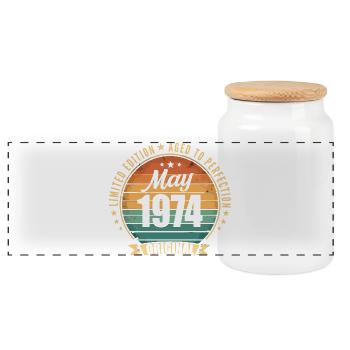 Legend of May 1974 Limited Edition - Panoramic Cookie Jar with Wooden Lid - white - Front