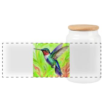 colibri - Boîte à biscuits avec couvercle en bois - blanc - Devant