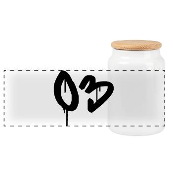 Nombre 03 Style Graffiti Urbain - Boîte à biscuits avec couvercle en bois - blanc - Devant