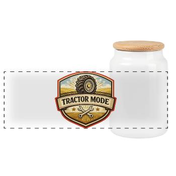 Tractor Mode Emblem - Panoramic Cookie Jar with Wooden Lid - white - Front