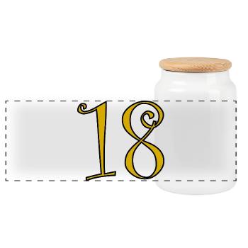 18. 18 YEARS OLD. 18th ANNIVERSARY. 18 BIRTHDAY. - Panoramic Cookie Jar with Wooden Lid - white - Front