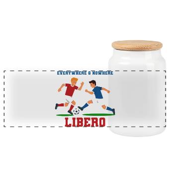 Illustration du duel de football de libero - Boîte à biscuits avec couvercle en bois - blanc - Devant