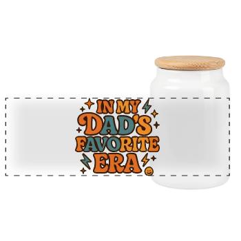 In My Dad's Favorite Era Daughter Families Humor - Panoramic Cookie Jar with Wooden Lid - white - Front