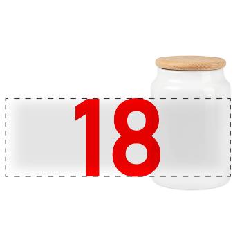 18. 18 JAHRE ALT. 18-JÄHRIGES JUBILÄUM. 18. GEBURTSTAG. - Panorama Keksdose mit Holzdeckel - Weiß - Vorne