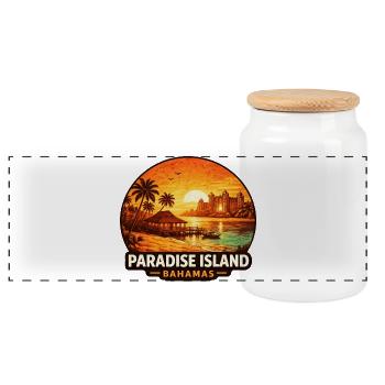Paradise Island Bahamas Vacation Destination Sunset - Panoramic Cookie Jar with Wooden Lid - white - Front