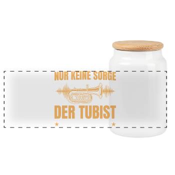 Tuba Geschenk – Keine Sorge Tubist - Panorama Keksdose mit Holzdeckel - Weiß - Vorne