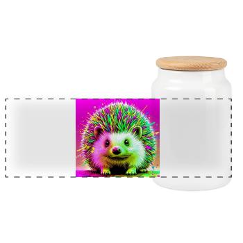 Igel - Panorama Keksdose mit Holzdeckel - Weiß - Vorne