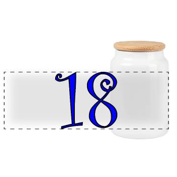 18. 18 YEARS OLD. 18th ANNIVERSARY. 18 BIRTHDAY. - Panoramic Cookie Jar with Wooden Lid - white - Front
