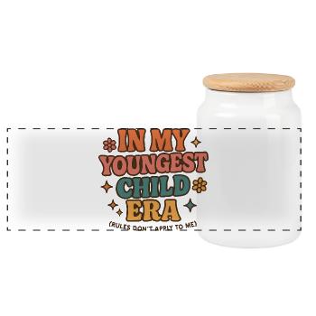 Dans l’humour de l’ère de My Younger Child et de la famille des filles - Boîte à biscuits avec couvercle en bois - blanc - Devant