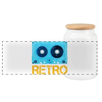 Bande au look rétro vintage et design cassette - Boîte à biscuits avec couvercle en bois - blanc - Devant