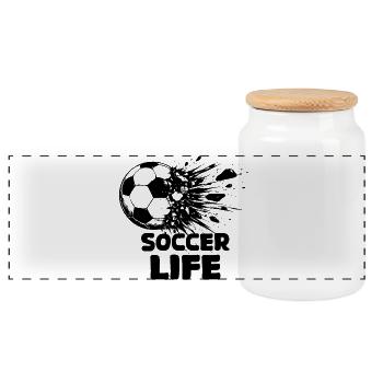 Design noir du football explosif - Boîte à biscuits avec couvercle en bois - blanc - Devant