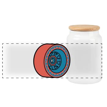 Skateboard Rolle Longboard - Panorama Keksdose mit Holzdeckel - Weiß - Vorne