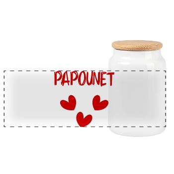 PAPOUNET. DAD. FATHER'S DAY. HAPPY FATHER'S DAY - Panoramic Cookie Jar with Wooden Lid - white - Front
