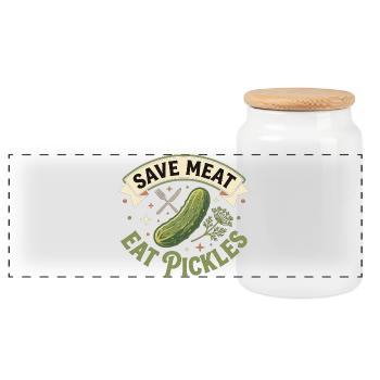 Sauver la viande Mange des cornichons Drôle Vegan - Boîte à biscuits avec couvercle en bois - blanc - Devant