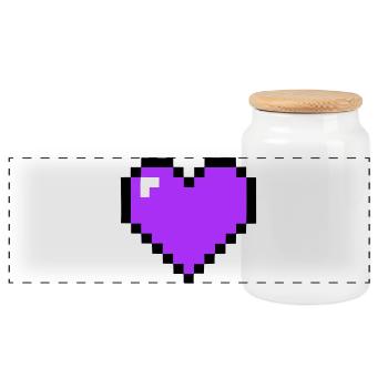 Pixel Heart 8-Bit Health - Panoramic Cookie Jar with Wooden Lid - white - Front