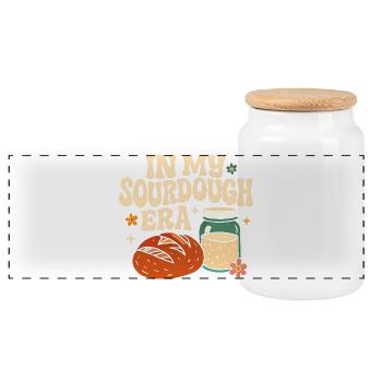 Backen Bäckerin Sauerteig In My Sourdough Era - Panorama Keksdose mit Holzdeckel - Weiß - Vorne