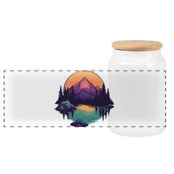 Montagnes Nature - Boîte à biscuits avec couvercle en bois - blanc - Devant