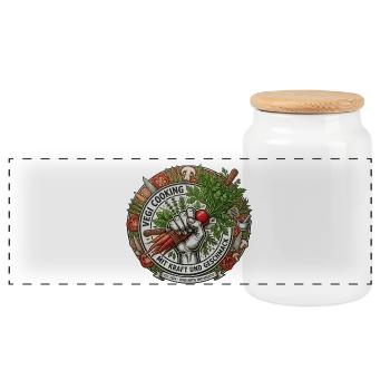Vegi Cooking: Kraft und Geschmack - Panorama Keksdose mit Holzdeckel - Weiß - Vorne