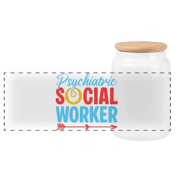 Travail social psychiatrique Quota pour travailleurs sociaux - Boîte à biscuits avec couvercle en bois - blanc - Devant