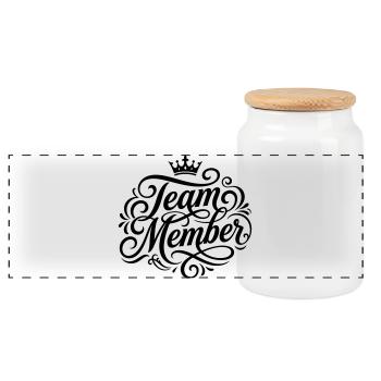 Team Member - Panoramic Cookie Jar with Wooden Lid - white - Front