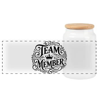 Team Member - Panoramic Cookie Jar with Wooden Lid - white - Front
