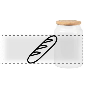 baguette_ - Panoramic Cookie Jar with Wooden Lid - white - Front