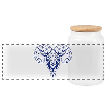 Geometric ram's head polygon - Panoramic Cookie Jar with Wooden Lid - white - Front
