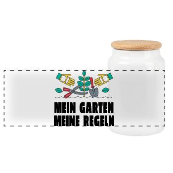 Mein Garten Shirt - Panorama Keksdose mit Holzdeckel - Weiß - Vorne