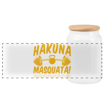Fitness Fanatics Hakuna Masquata Calisthenics Gym - Panorama Keksdose mit Holzdeckel - Weiß - Vorne