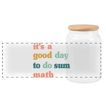 Good Day to Do Sum Math - Panoramic Cookie Jar with Wooden Lid - white - Front