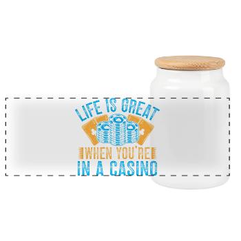 Gambling Fan Life Is Great When You In Casino - Panorama Keksdose mit Holzdeckel - Weiß - Vorne