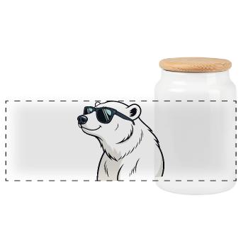 Ours polaire cool avec lunettes - Boîte à biscuits avec couvercle en bois - blanc - Devant