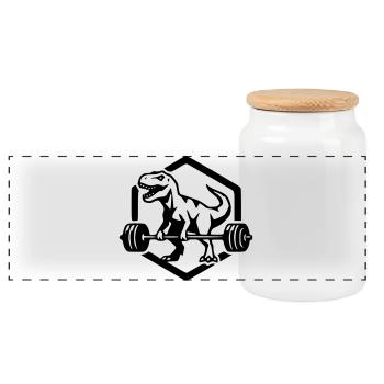T-Rex - Boîte à biscuits avec couvercle en bois - blanc - Devant