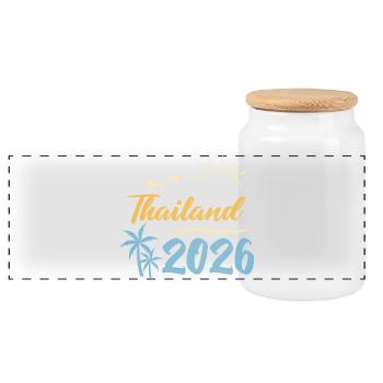 Thailand 2026 - Panorama Keksdose mit Holzdeckel - Weiß - Vorne
