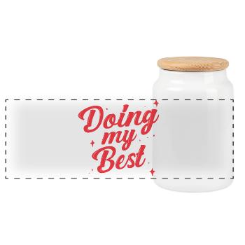 Single Dad Single Dad Doing My Best - Panoramic Cookie Jar with Wooden Lid - white - Front