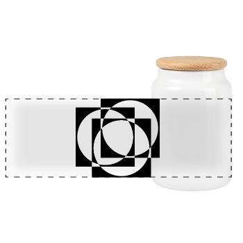 Motif géométrique de cercles et carrés - Boîte à biscuits avec couvercle en bois - blanc - Devant