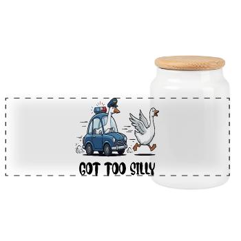 Got Too Silly Goose Police Duck Car Tee Funny - Boîte à biscuits avec couvercle en bois - blanc - Devant