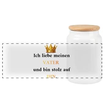 Stolz auf Papa: Mein König & Vorbild - Panorama Keksdose mit Holzdeckel - Weiß - Vorne
